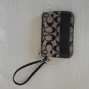 Coach Black Signature Canvas Wristlet Wallet